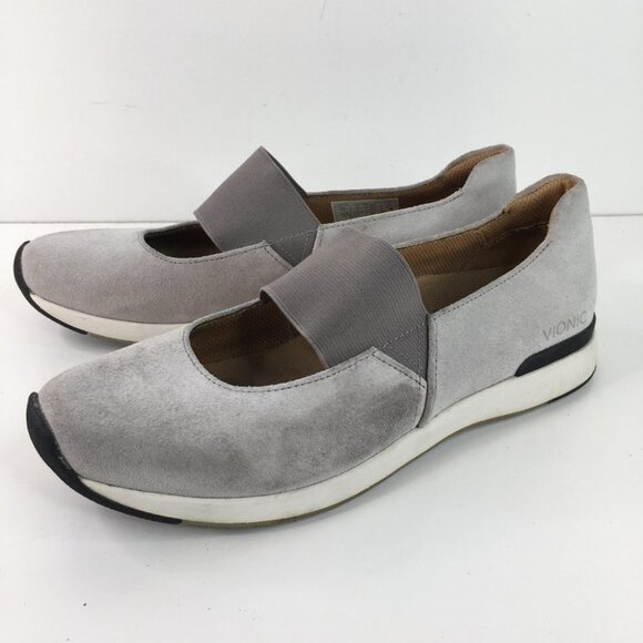 Vionic Cadee Light Gray Suede Leather Slip On Mary Jane Sneaker Size 9.5 - Picture 3 of 13